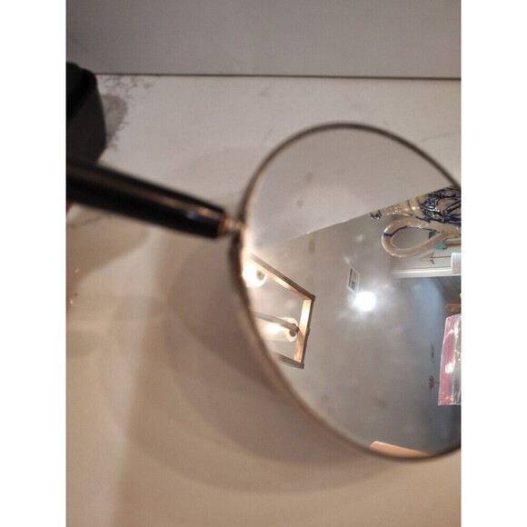 Vintage Handheld Portrait Lid Vanity Mirror with Wooden Handle Woman Portrait - Picture 11 of 13